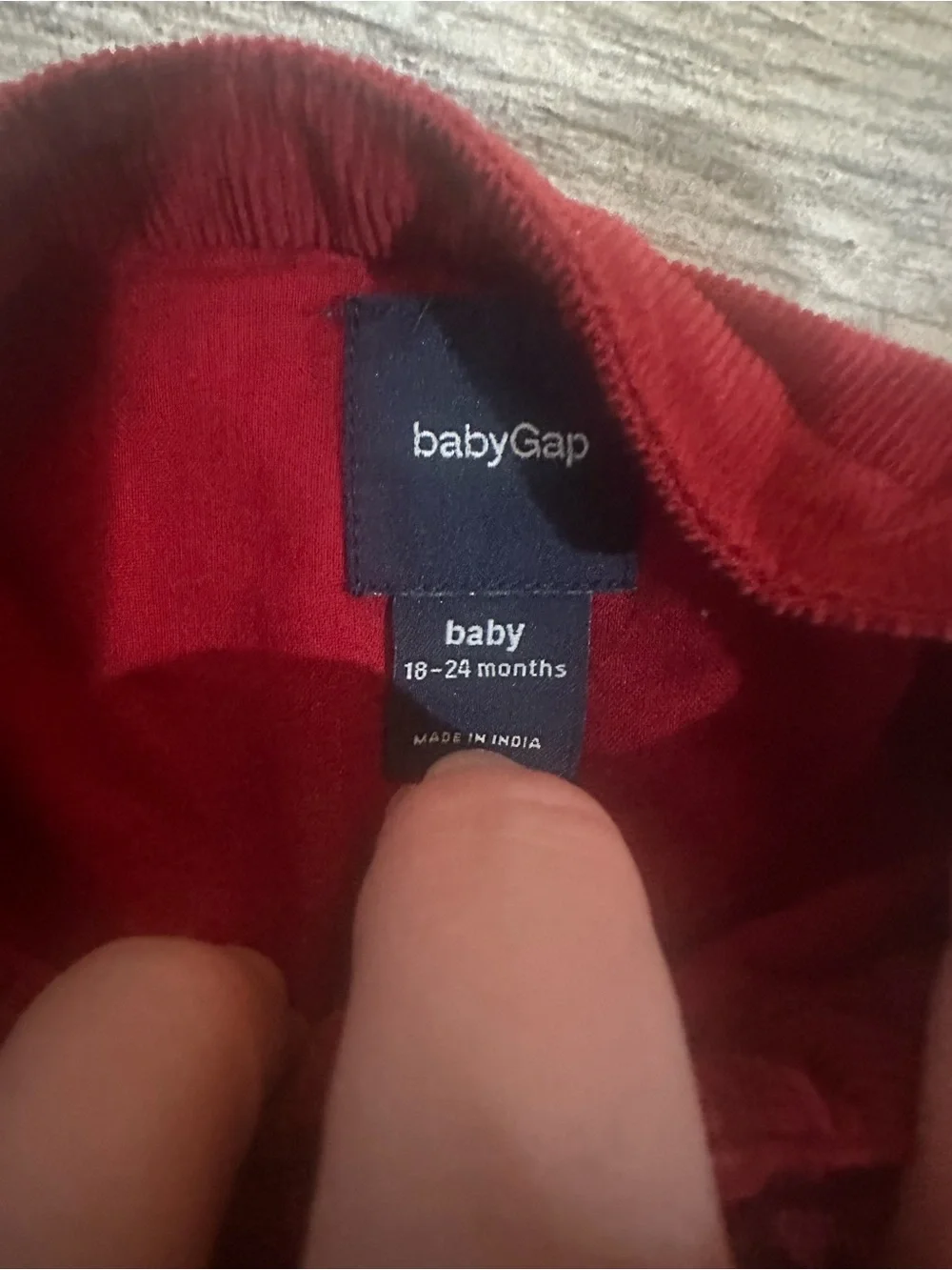 Baby GAP Red Corduroy Dress 18-24 Months Ruffle Button Holiday Toddler